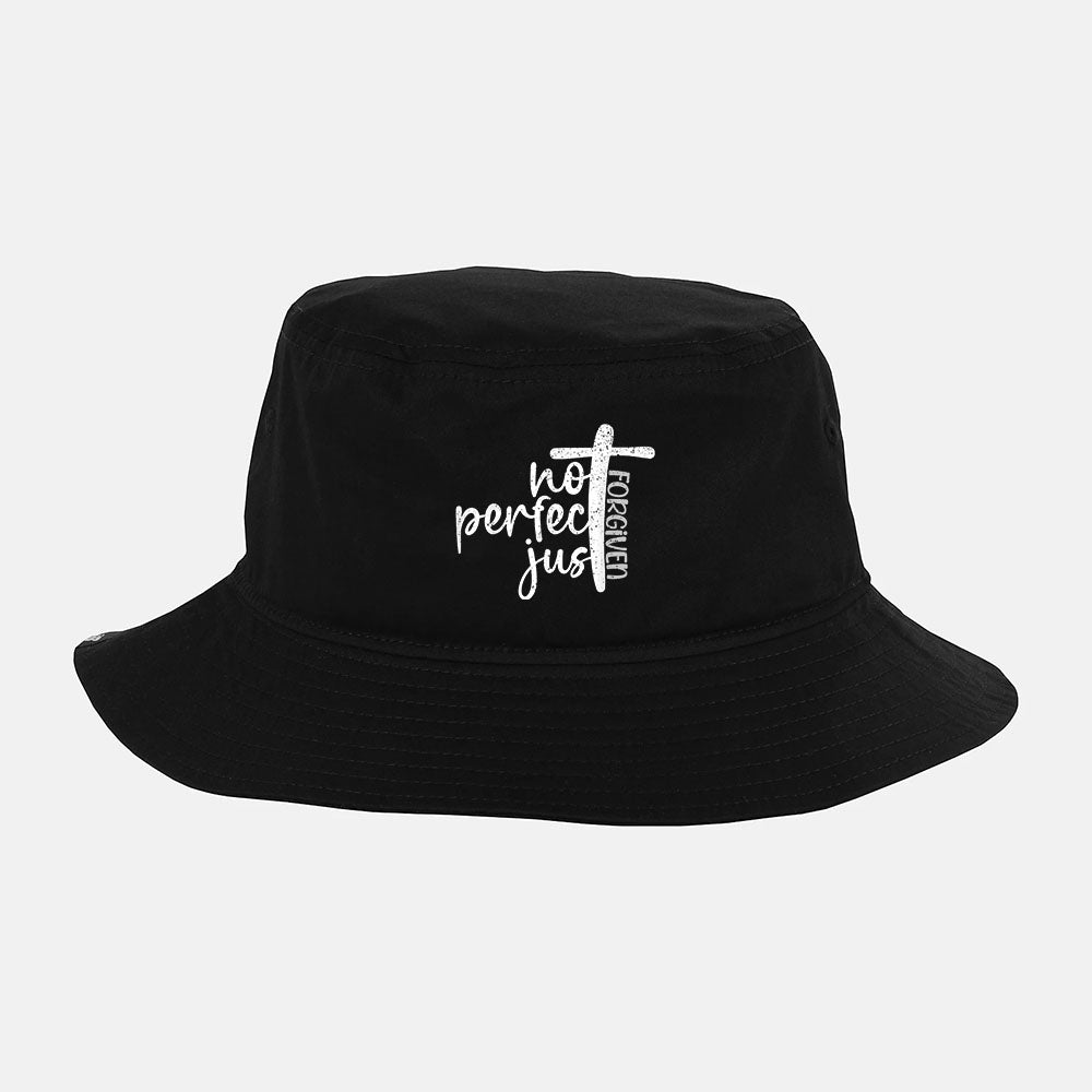 Vintage Not Perfect Just Forgiven, Cross, Christian, Jesus, Bucket Hat