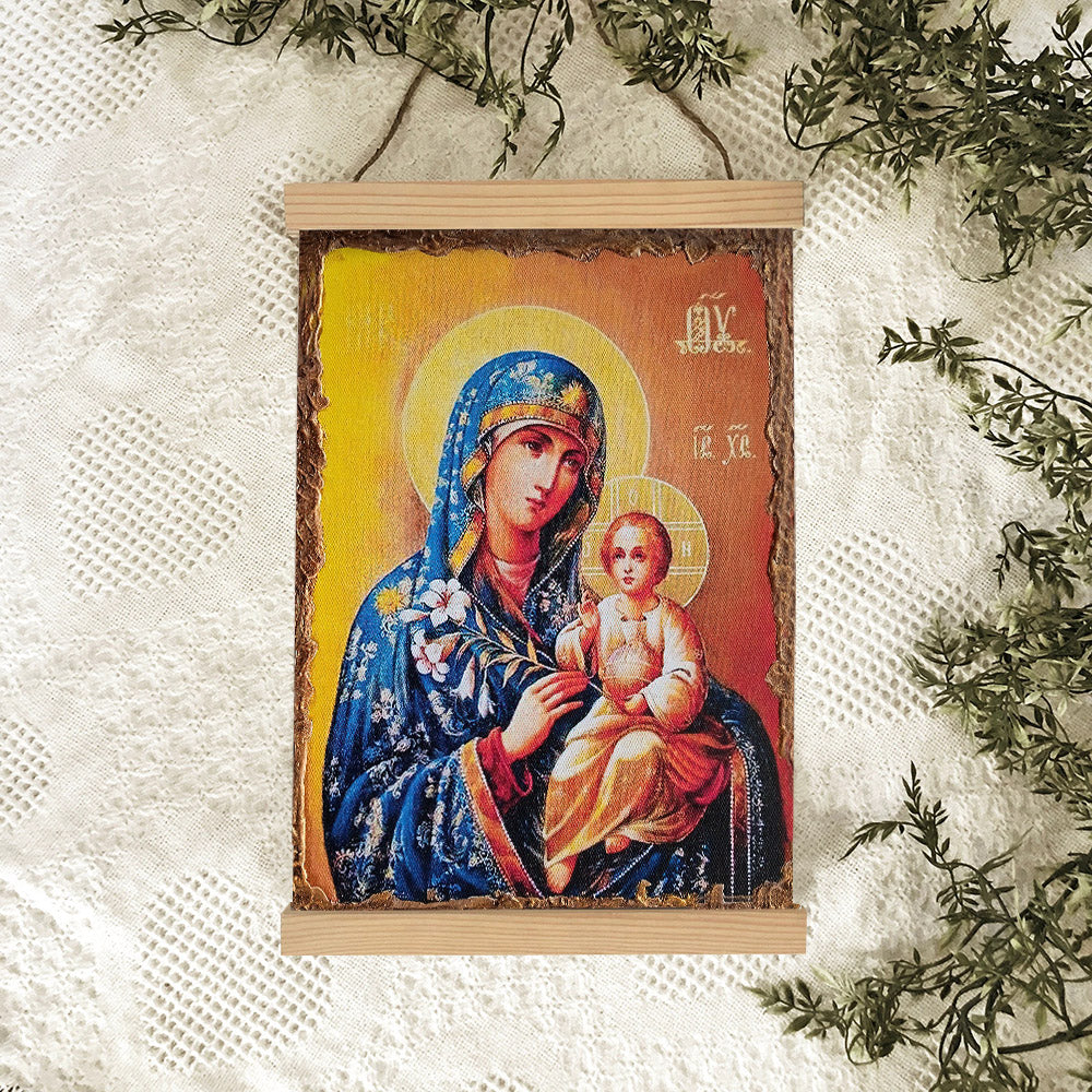 Virgin Mary And Jesus Child Hanging Canvas Wall Art - Catholic Hanging Canvas Wall Art - Religious Gift - Christian Wall Art Decor