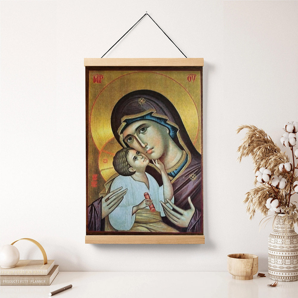 Virgin Mary And Jesus Virgin Hanging Canvas Wall Art - Catholic Hanging Canvas Wall Art - Religious Gift - Christian Wall Art Decor