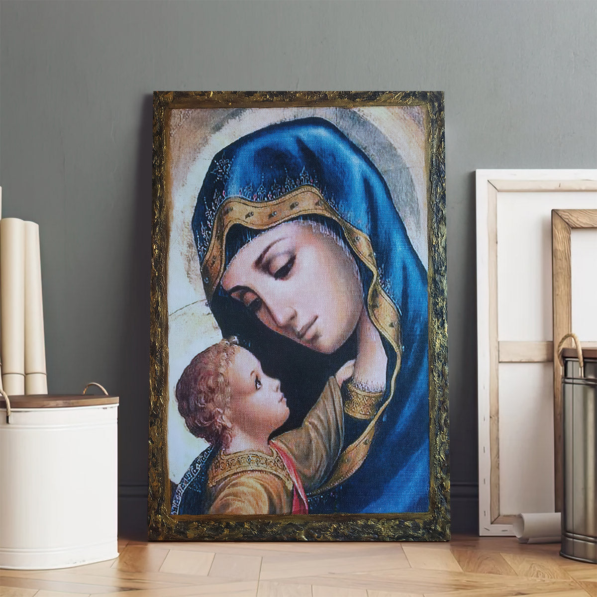 Virgin Mary Jesus Christ Canvas Wall Art - Catholic Canvas Wall Art - Religious Gift - Christian Wall Art Decor