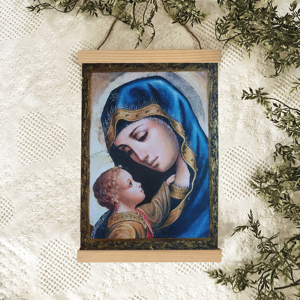 Virgin Mary Jesus Christ Hanging Canvas Wall Art - Catholic Hanging Canvas Wall Art - Religious Gift - Christian Wall Art Decor