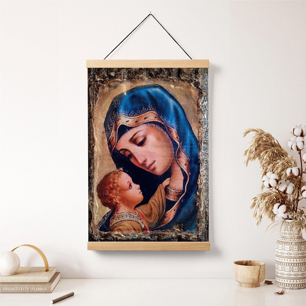 Virgin Mary Jesus Hanging Canvas Wall Art - Catholic Hanging Canvas Wall Art - Religious Gift - Christian Wall Art Decor