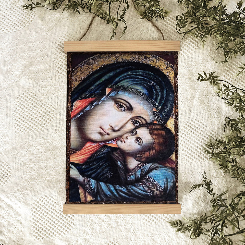 Virgin Mary Jesus Hanging Canvas Wall Art 1 - Catholic Hanging Canvas Wall Art - Religious Gift - Christian Wall Art Decor