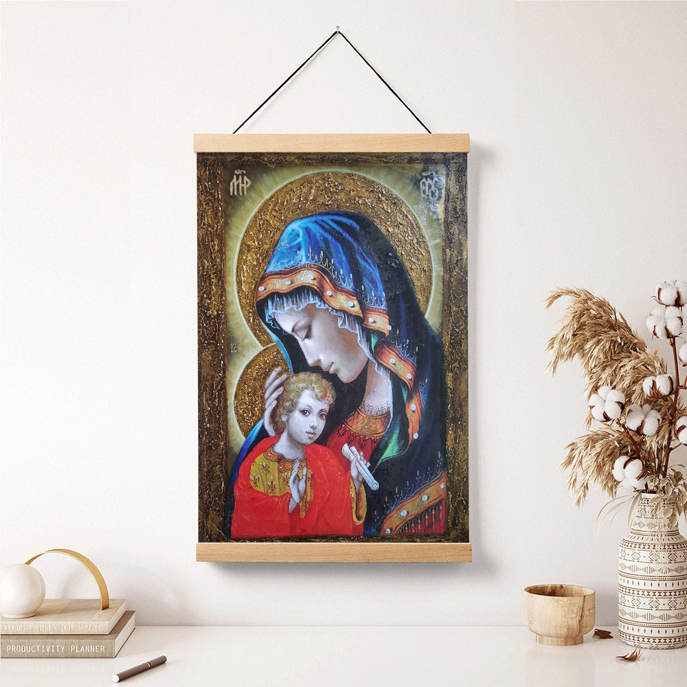 Virgin Mary Madonna Religious Hanging Canvas Wall Art - Baptism Gift - Catholic Hanging Canvas Wall Art - Religious Gift - Christian Wall Art Decor
