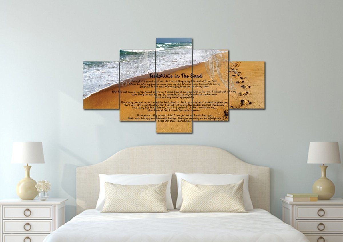 Visible Hands Footprints In The Sand Wall Art & Decor - Christian Canvas Wall Art