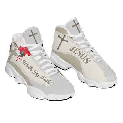 Walk By Faith Jesus Basketball Shoes For Men Women - Christian Shoes - Jesus Shoes - Unisex Basketball Shoes