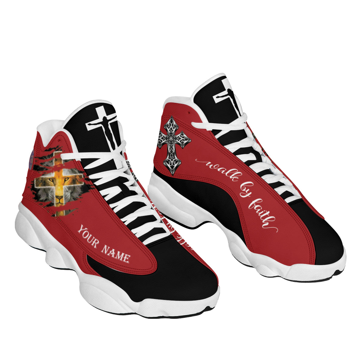 Walk By Faith Lion Of Judah Basketball Shoes For Men Women - Christian Shoes - Jesus Shoes - Unisex Basketball Shoes