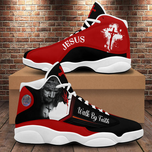 Walk By Faith PersonalizedJesus Basketball Shoes For Men Women - Christian Shoes - Jesus Shoes - Unisex Basketball Shoes