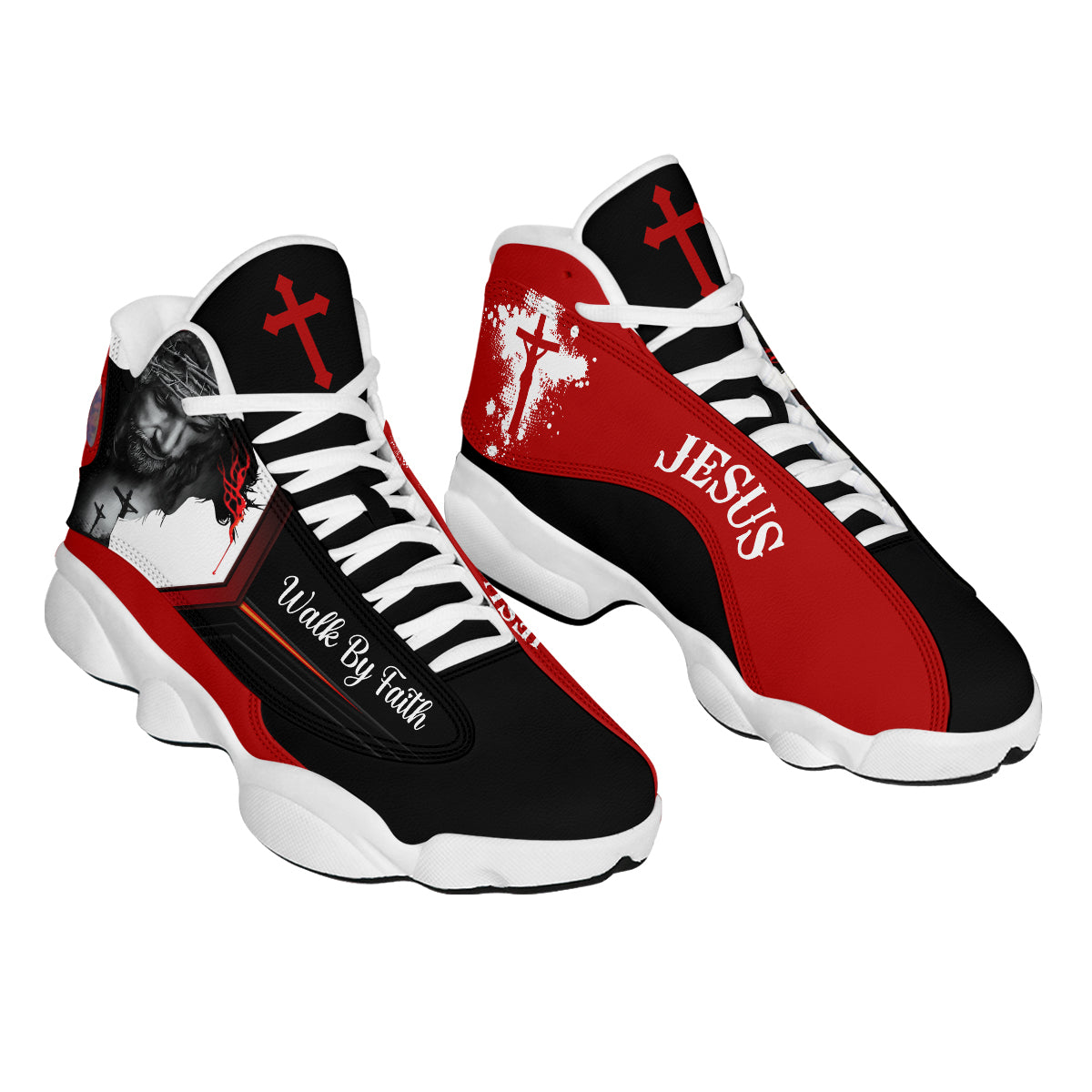 Walk By Faith PersonalizedJesus Basketball Shoes For Men Women - Christian Shoes - Jesus Shoes - Unisex Basketball Shoes