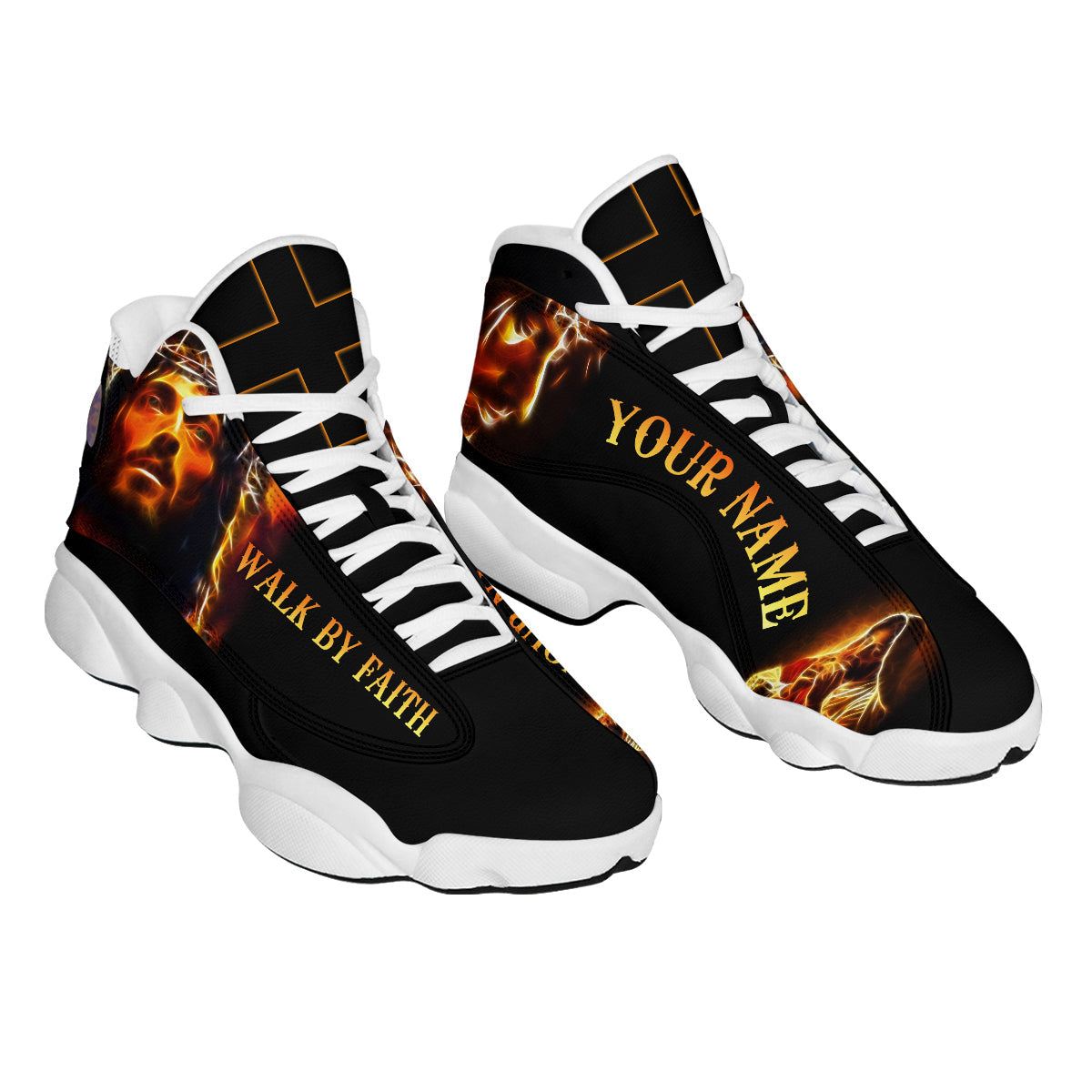 Walk By Faith Portrait Of Jesus PersonalizedJesus Basketball Shoes For Men Women - Christian Shoes - Jesus Shoes - Unisex Basketball Shoes