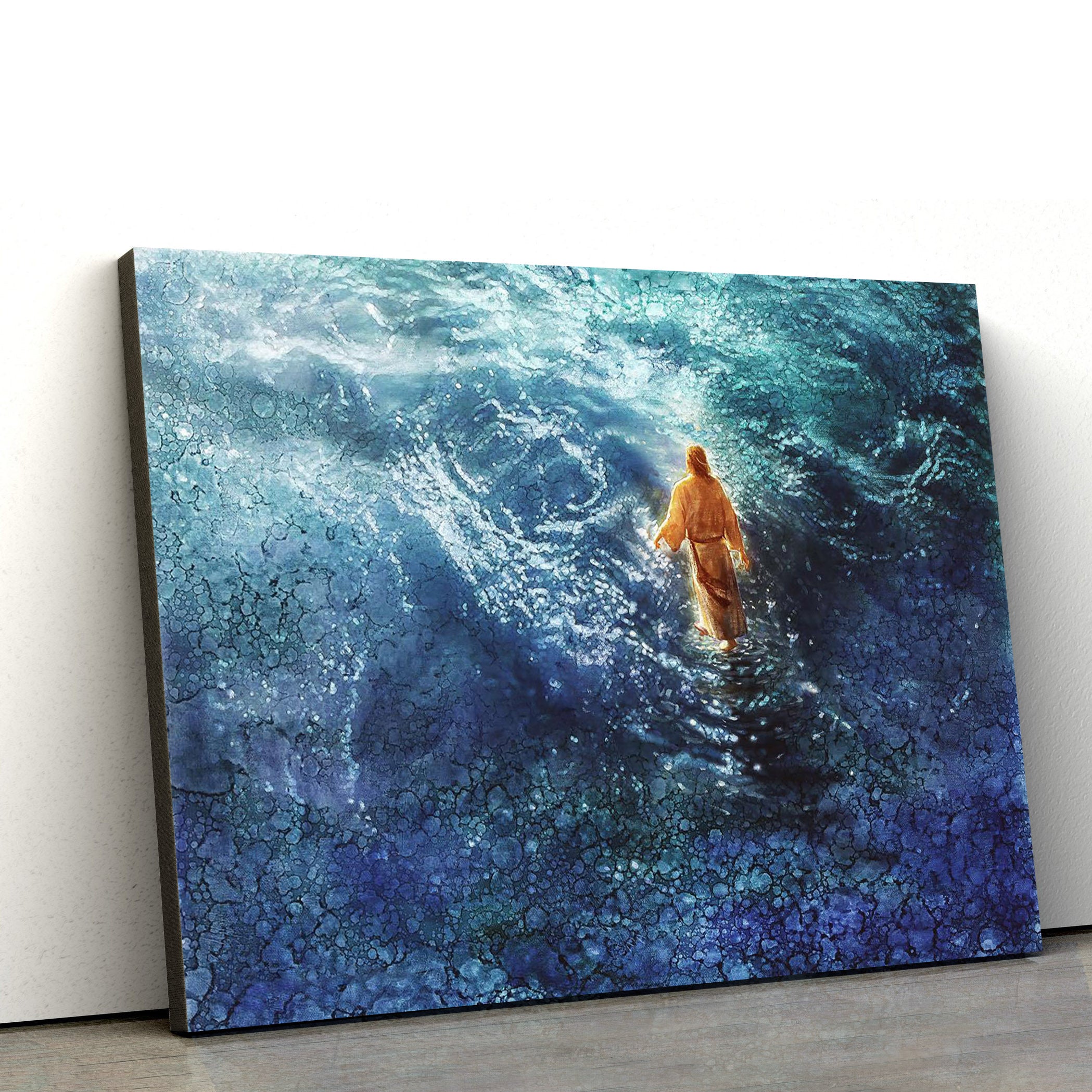 Walking On Water Canvas Wall Art - Jesus Picture - Christian Wall Deco ...
