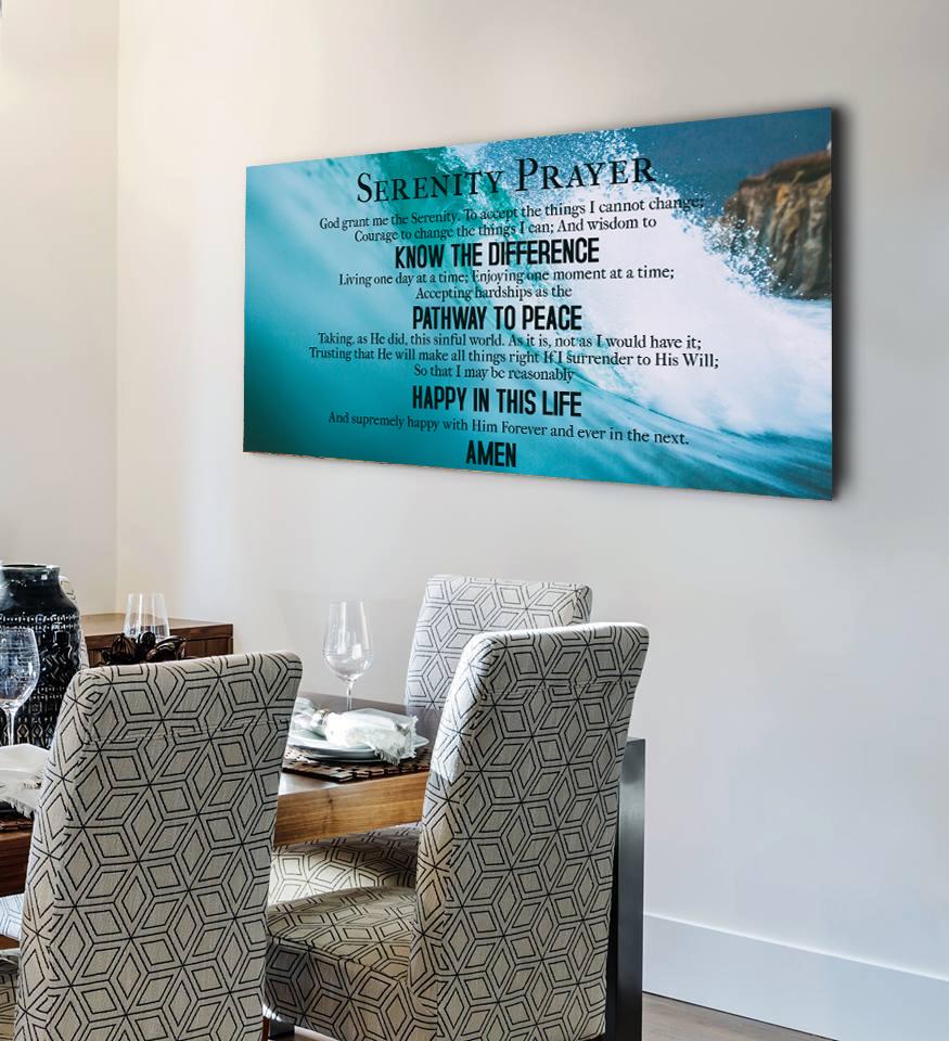 Waves Serenity Prayer Wall Art - Christian Canvas Wall Art