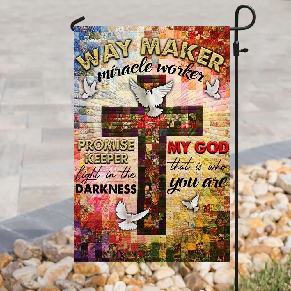 Way Maker Miracle Worker Jesus Christ Cross House Flags - Christian Garden Flags - Outdoor Christian Flag
