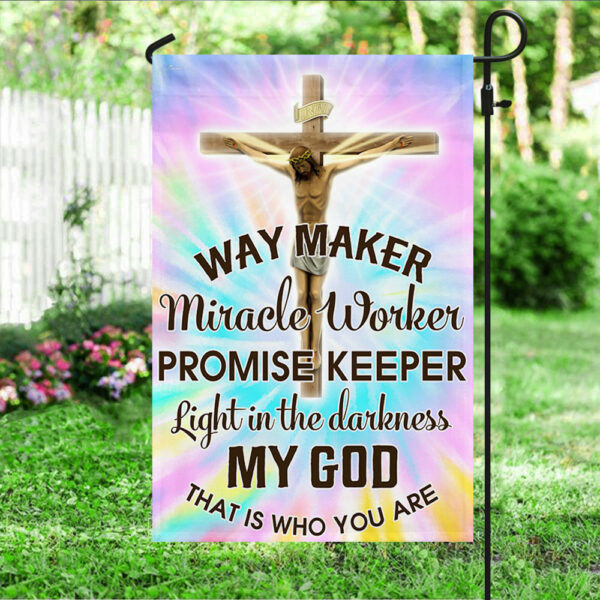 Way Maker Miracle Worker Promise Keeper Light House Flag - Jesus Christ House Flag - Christian Garden Flags - Outdoor Religious Flags