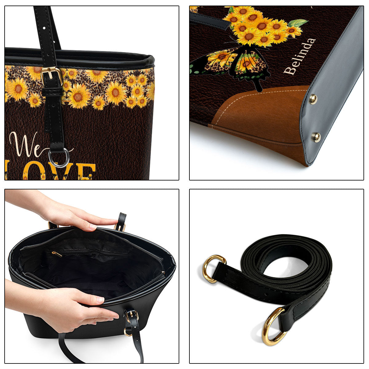 We Love Because He First Loved Us Personalized Large Pu Leather Tote Bag For Women - Mom Gifts For Mothers Day