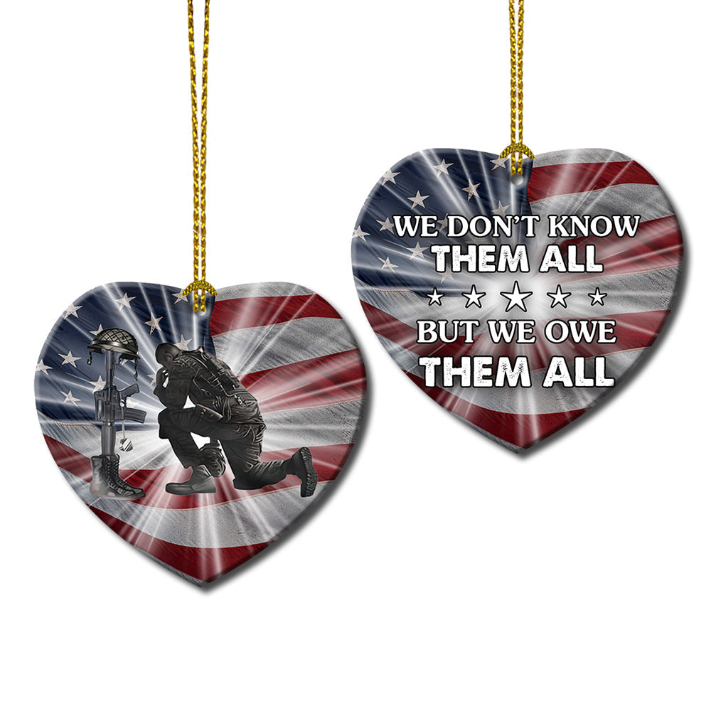 We Owe Them Veterans Heart Ceramic Ornament - Christmas Ornament - Christmas Gift
