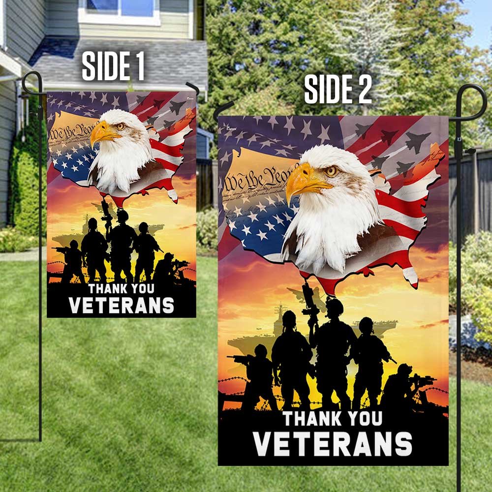 We The People. American Eagle Thank You Veterans Flag - Outdoor House Flags - Decorative Flags