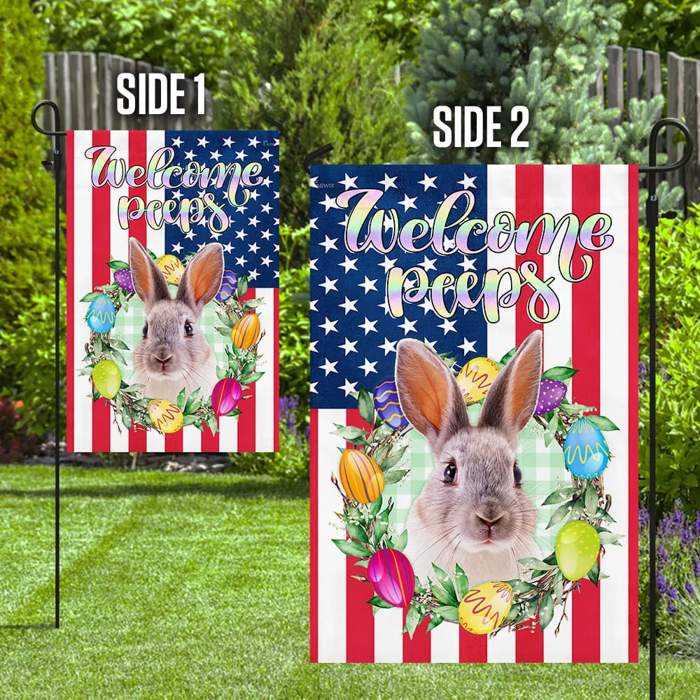 Welcome Peeps Easter Flag - Easter House Flags - Christian Easter Garden Flags