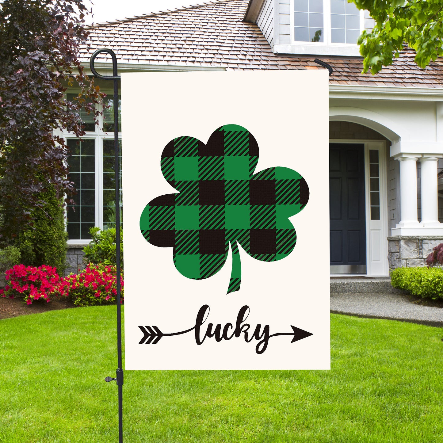 Welcome St. Patrick's Day Shamrock Clover House Flag - St. Patrick's Day Garden Flag - Outdoor St Patrick's Day Decor