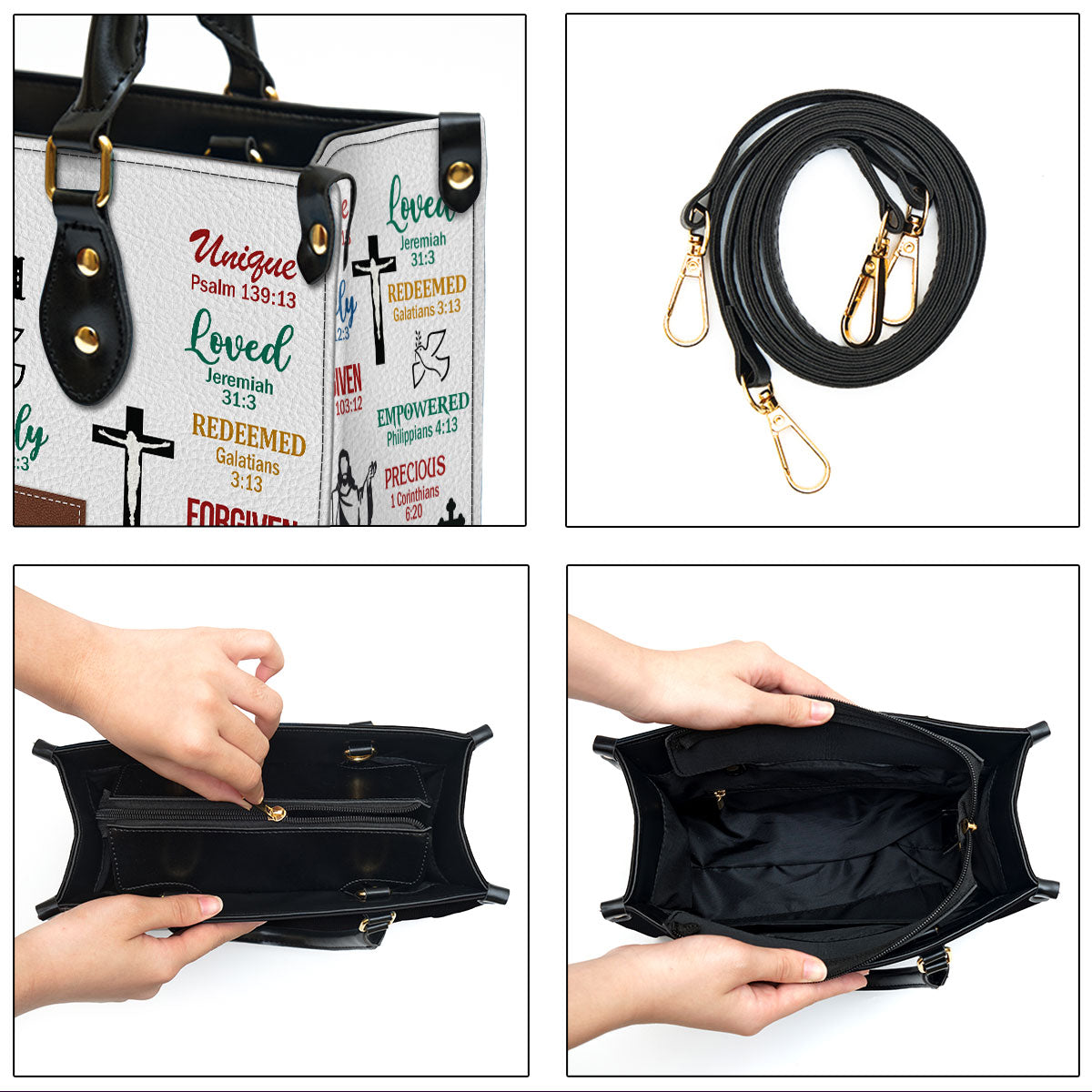 What God Says About You Leather Bag - Personalized Leather Bag With Handle for Christian Women