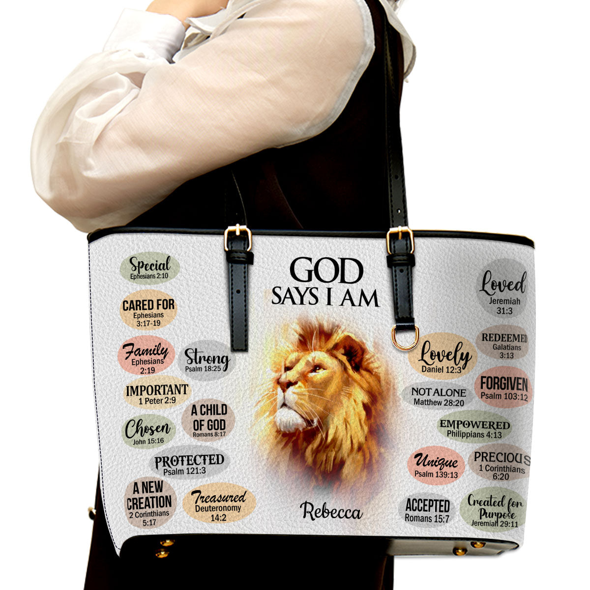 What God Says About You Personalized Large Leather Tote Bag Scripture Gifts For Christian Women