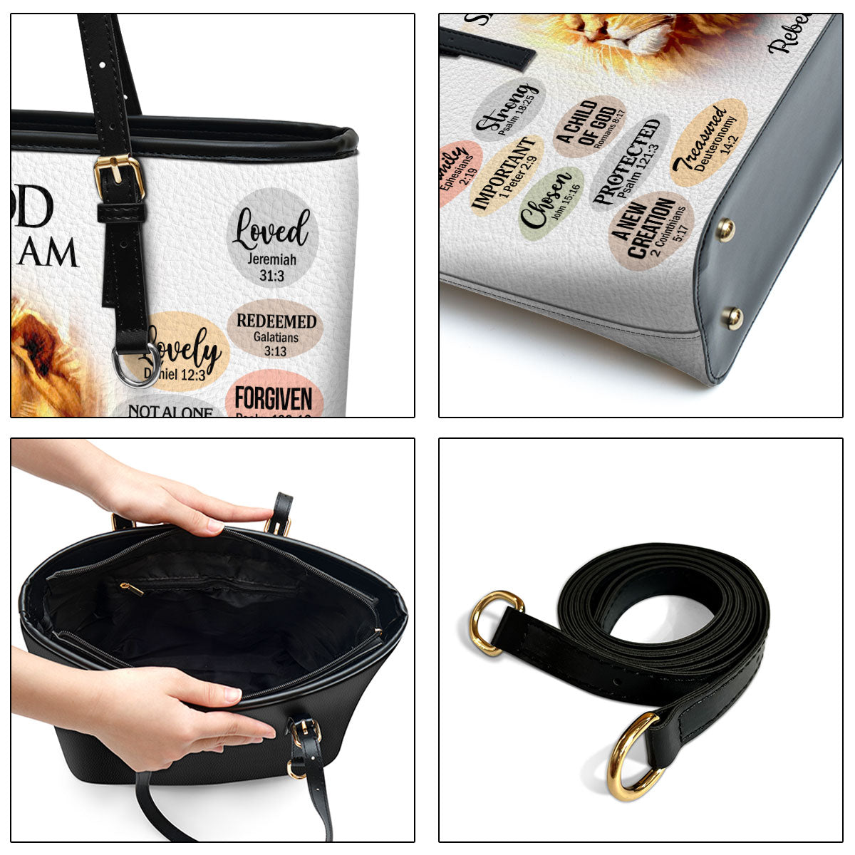 What God Says About You Personalized Large Leather Tote Bag Scripture Gifts For Christian Women