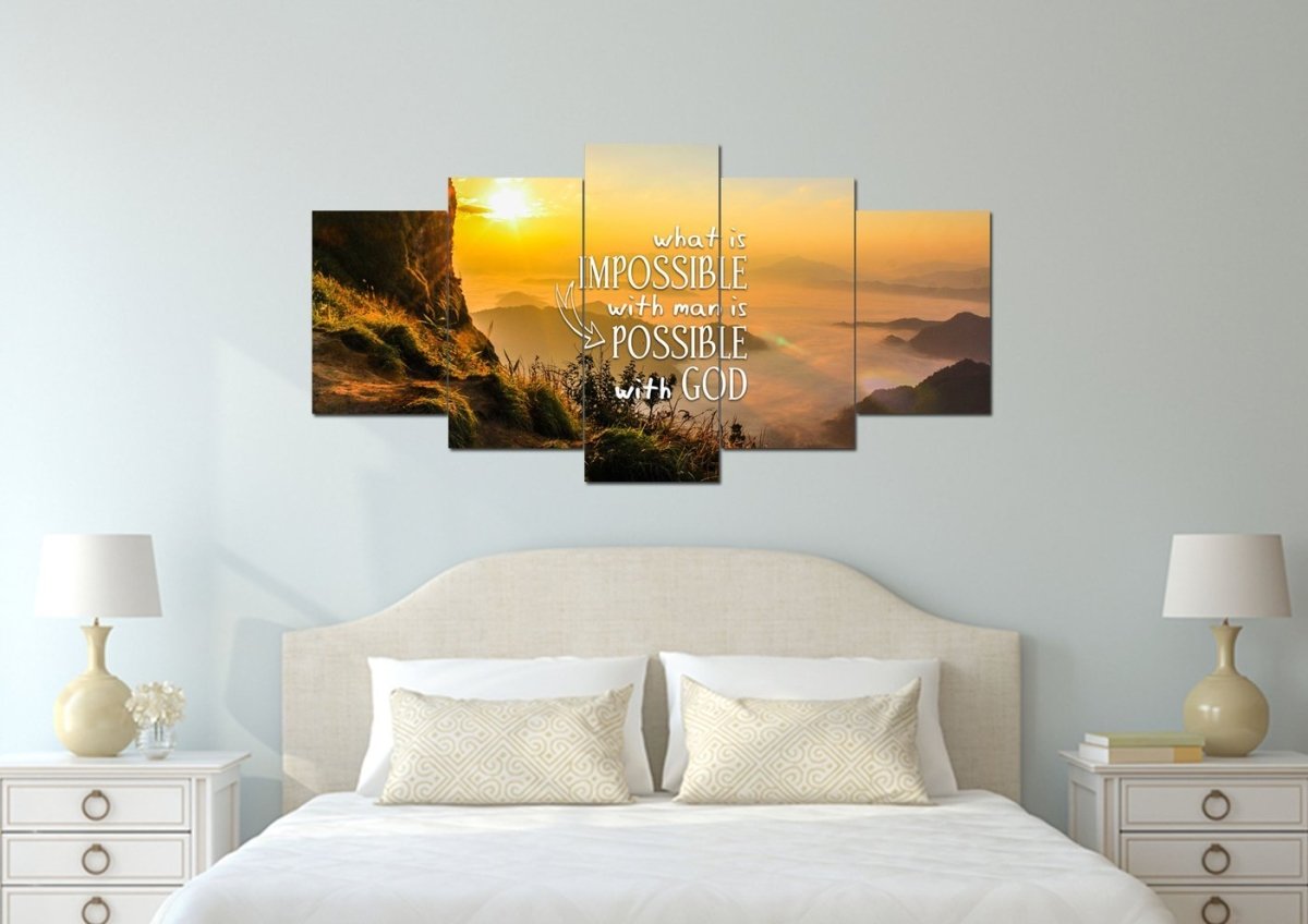What Is Impossible With Man Is Possible With God Wall Art Canvas - Christian Canvas Wall Art