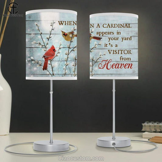 When A Cardinal Appears In Your Yard Baby Flower Couple Cardinal Table Lamp For Bedroom - Bible Verse Table Lamp - Religious Room Decor