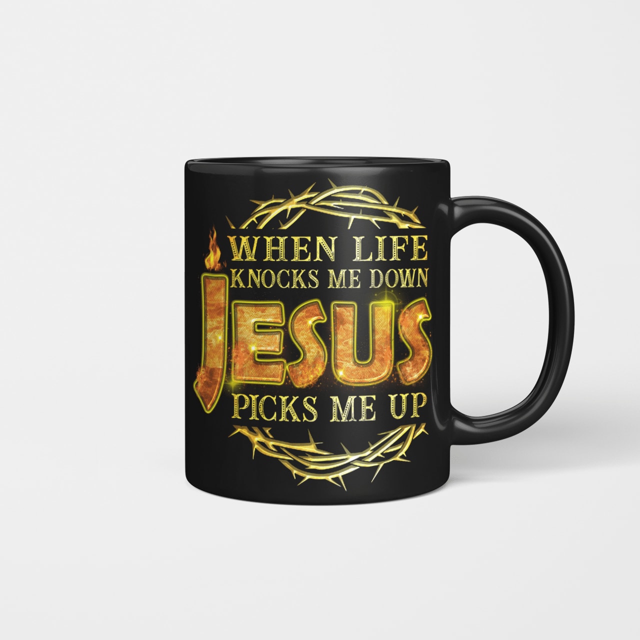 When Life Knocks Me Down Jesus Picks Me Up Mug, Religious Mug, Jesus Mug, God Mug