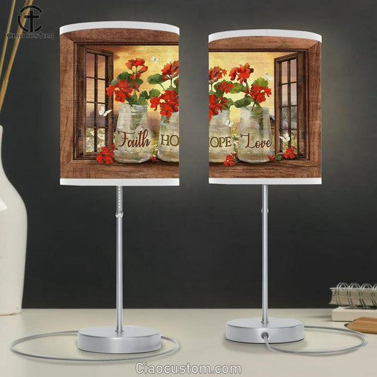 White Butterfly Faith Hope Love Table Lamp Art - Bible Verse Lamp Art - Room Decor Christian