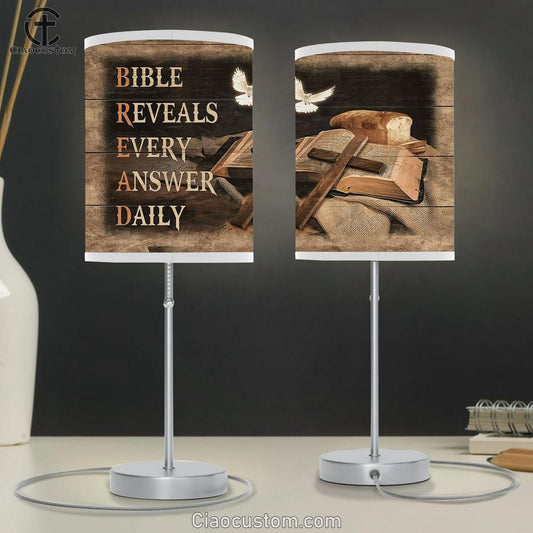 White dove Bible reveals every answer daily Table Lamp For Bedroom - Bible Verse Table Lamp - Religious Room Decor
