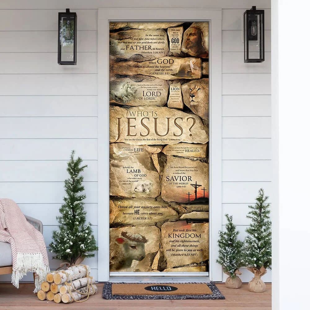 Who Is Jesus Door Cover - Religious Door Decorations - Christian Home Decor