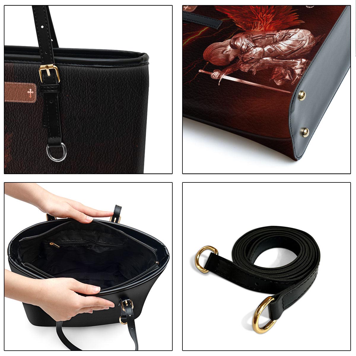 Who Kneels Before God Can Stand Before Anyone Personalized Pu Leather Tote Bag For Women - Mom Gifts For Mothers Day