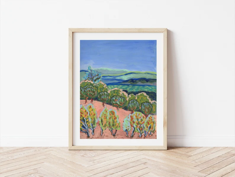 Wine Country Wrapped Canvas, California Matisse Painting, Abstract Landscape, Sonoma Decor, Coastal Canvas Print, Napa Painting, Travel Poster