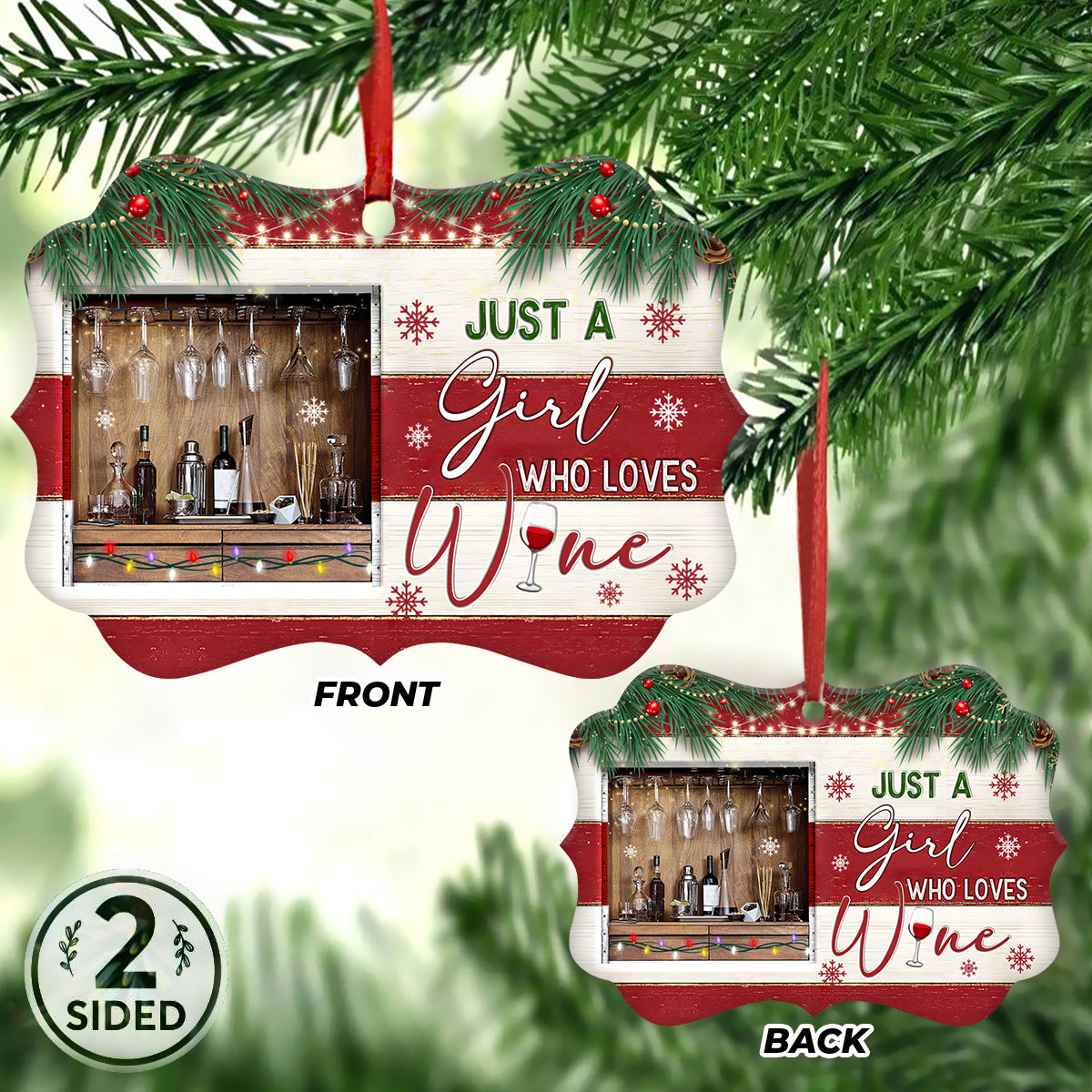 Wine Christmas Theme Ornament - Christmas Ornament - Ciaocustom