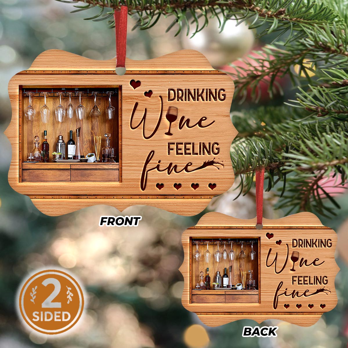 Wine Feeling Fine Metal Ornament - Christmas Ornament - Christmas Gift