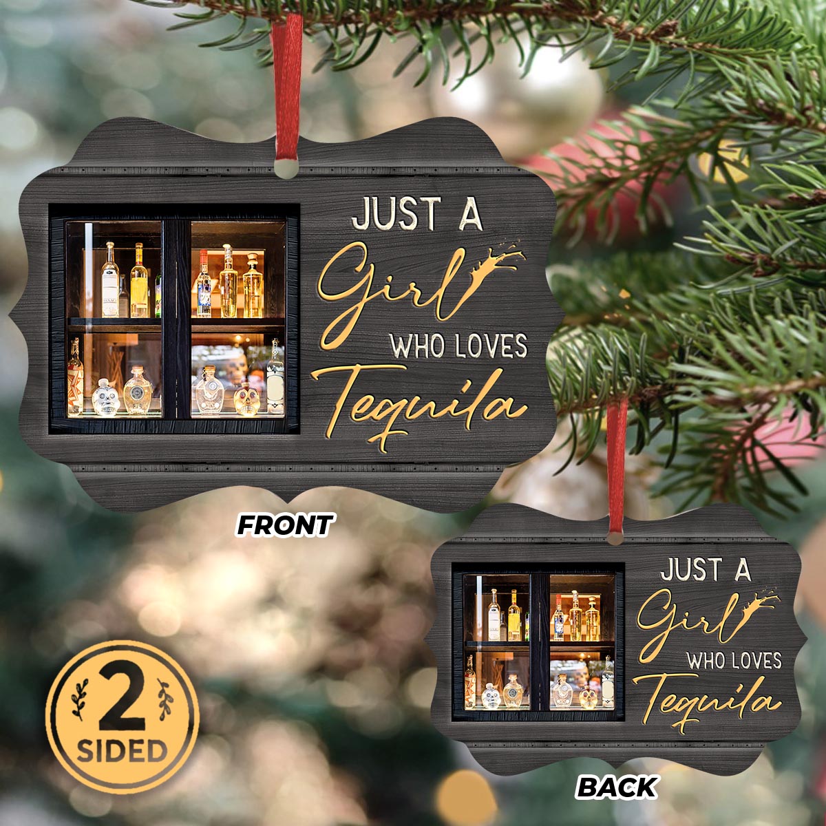 Wine Just A Girl Who Loves Tequila Metal Ornament - Christmas Ornament - Christmas Gift