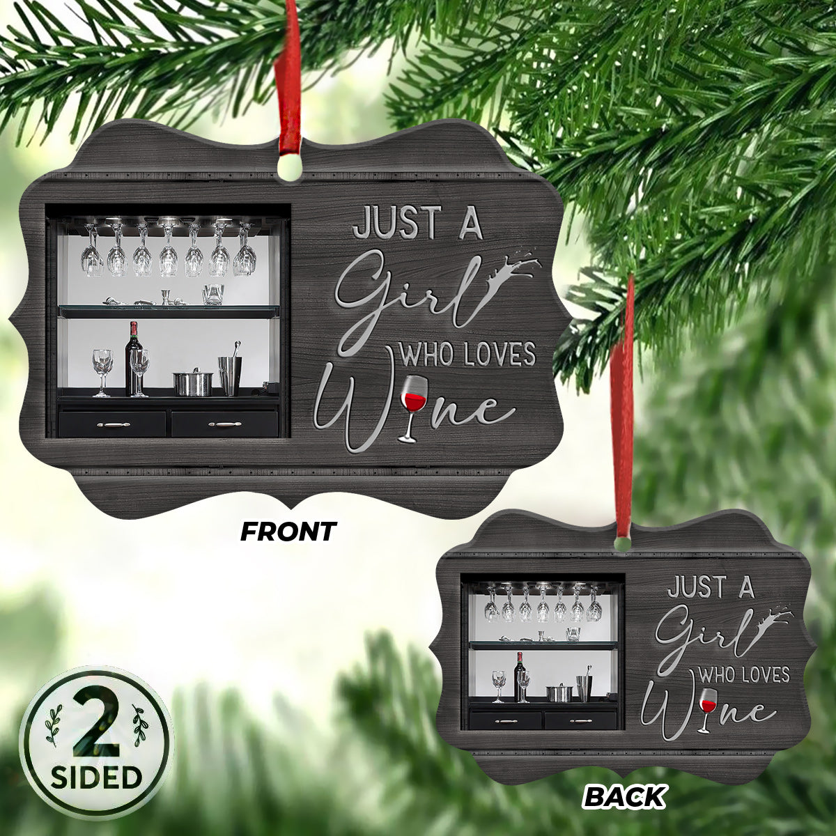 Wine Lover Wood Style Ornament - Christmas Ornament - Ciaocustom