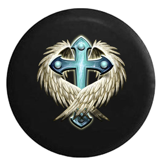 Winged Jesus Cross Spare Tire Cover - Christian Tire Cover