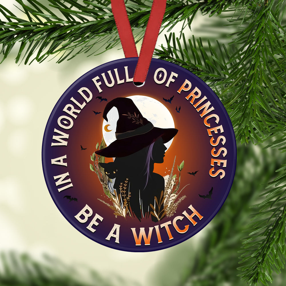 Witch Among Princesses Ceramic Circle Ornament - Decorative Ornament - Christmas Ornament