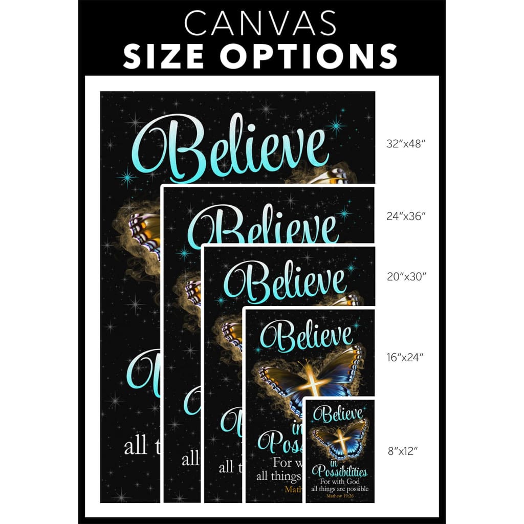 With God All Things Are Possible Cross Butterfly Bible Verse Canvas Wall Art - Christian Canvas Prints - Bible Verse Canvas