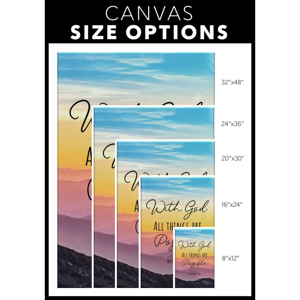 With God All Things Are Possible Matthew 1926 Canvas Wall Art - Christian Canvas Prints - Bible Verse Canvas