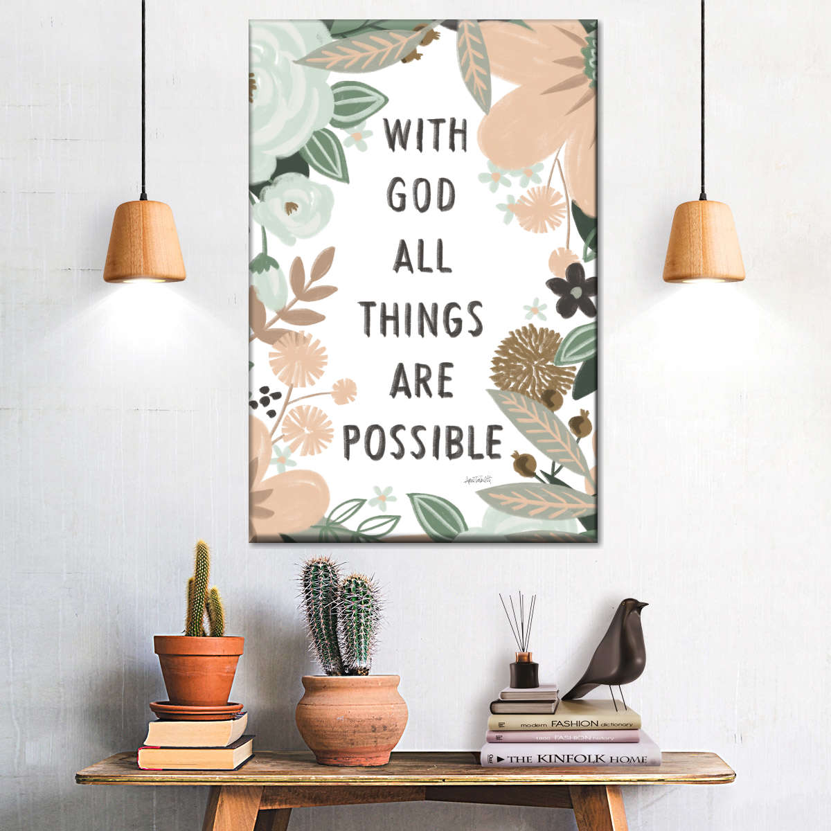 With God All Things Are Possible Verse II Wall Art Canvas - Christian Wall Hangings - Bible Verse Wall Art Canvas