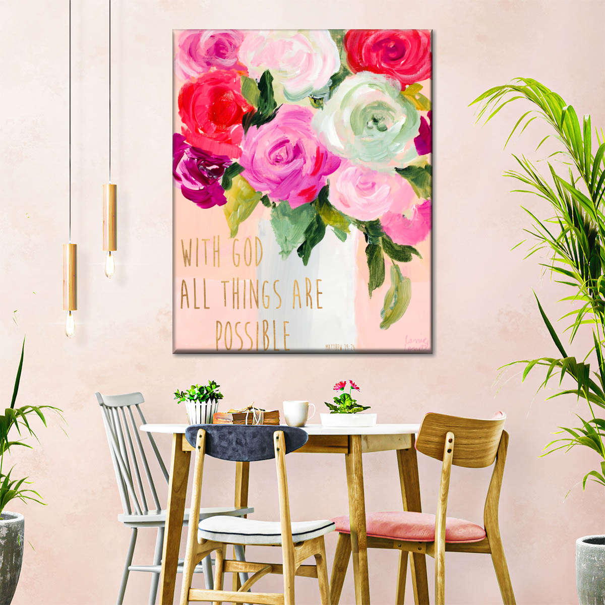 With God All Things Are Possible Wall Art Canvas - Christian Wall Hangings - Bible Verse Wall Art Canvas