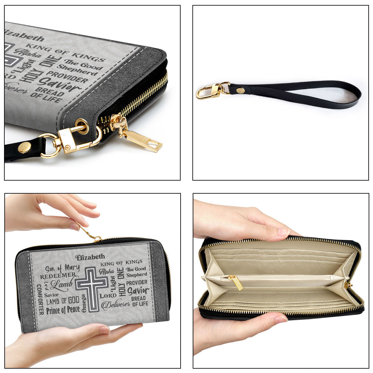 With Wristlet Strap Handle Spiritual Gifts For Women Clutch Purse For Women - Personalized Name - Christian Gifts For Women