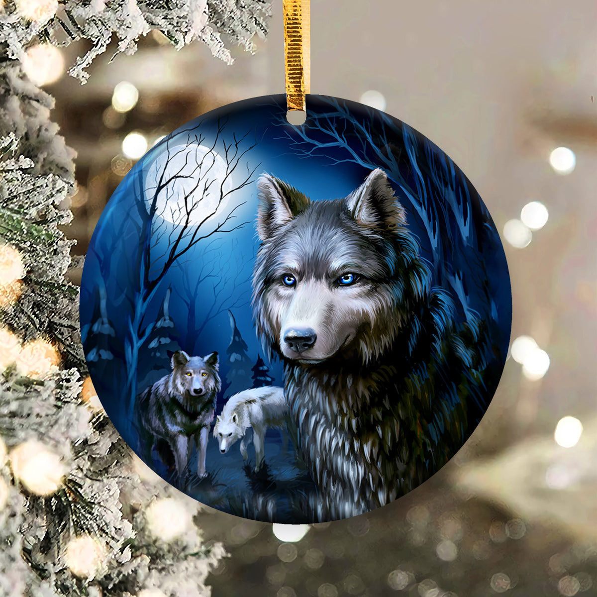 Wolf 3 Ceramic Circle Ornament - Decorative Ornament - Christmas Ornament