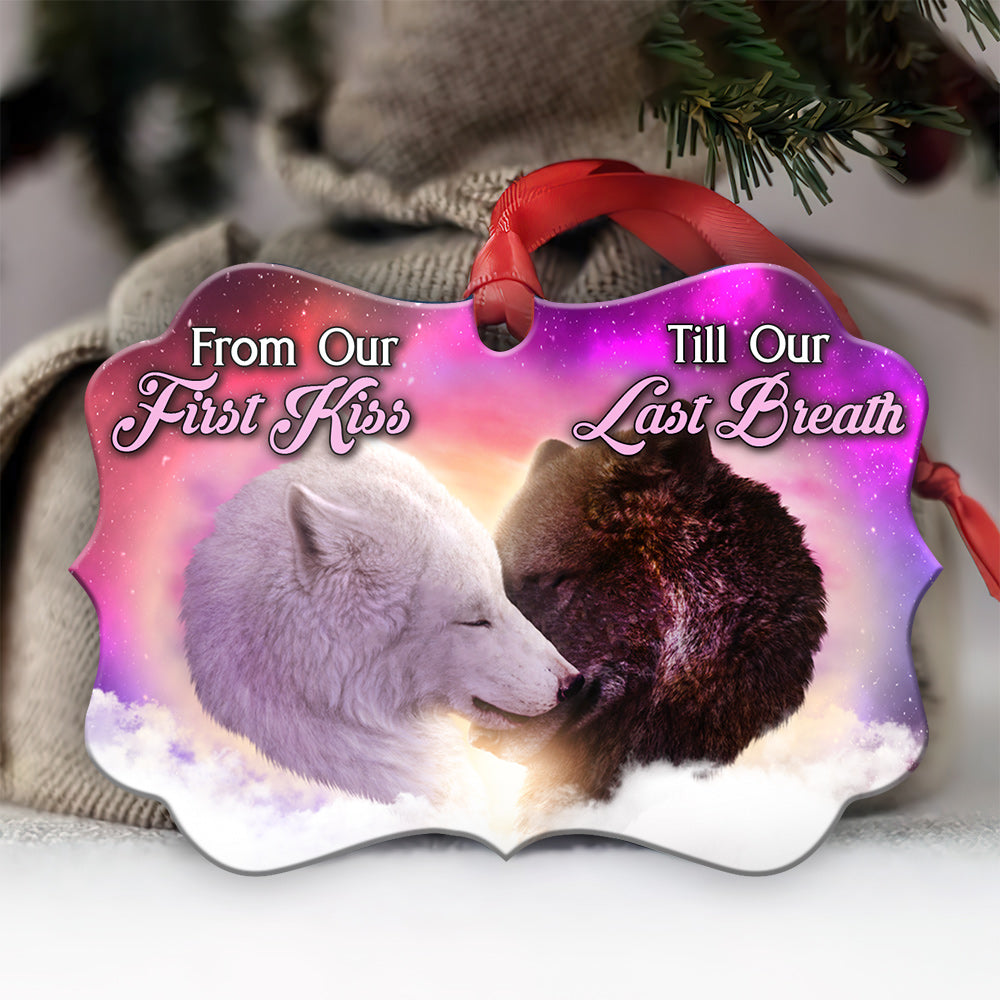 Wolf Couple 1 Metal Ornament - Christmas Ornament - Christmas Gift