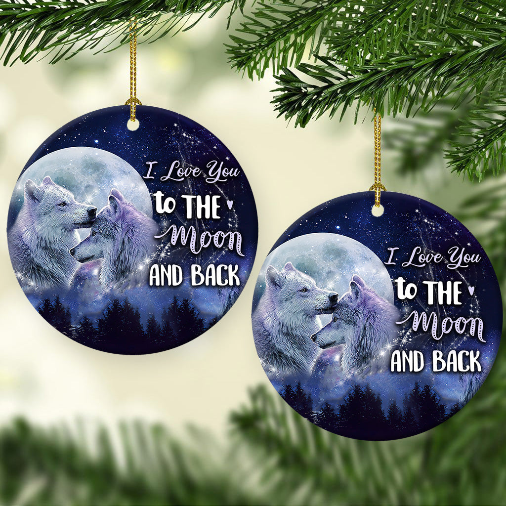 Wolf Couple 3 Ceramic Circle Ornament - Decorative Ornament - Christmas Ornament