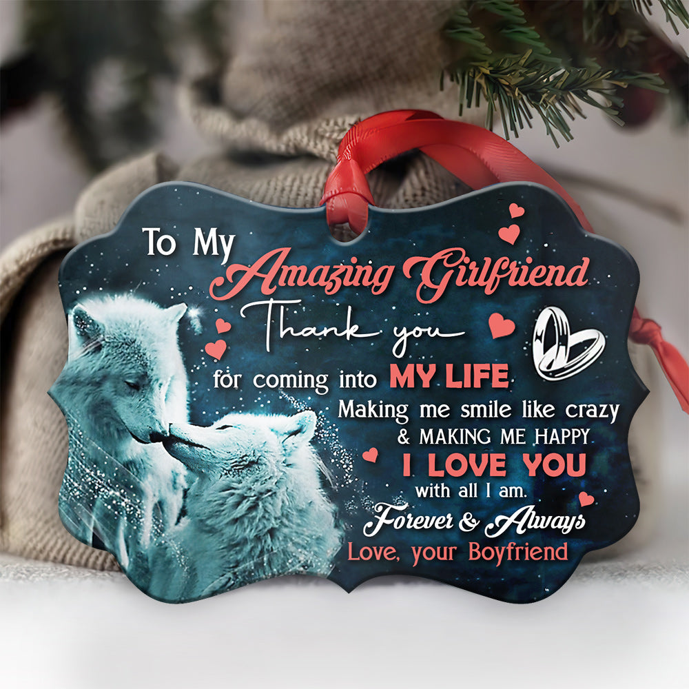 Wolf Couple 3 Metal Ornament - Christmas Ornament - Christmas Gift