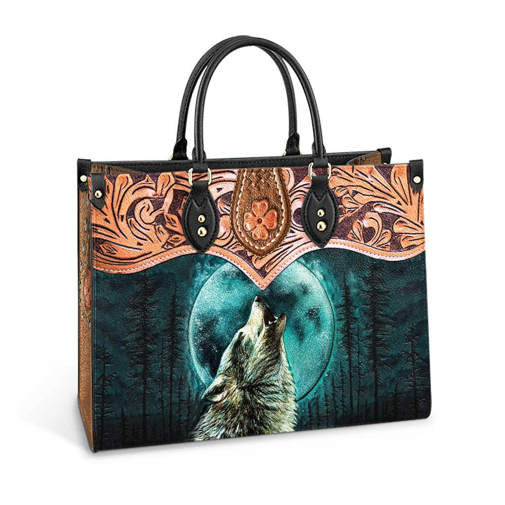 Wolf Leather Style Leather Bag - Gift For Wolf Lovers - Women's Pu Leather Bag
